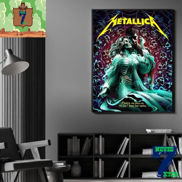 Metallica M72 World Tour 72 Seasons Misery She Loves Me Oh But I Love Her More By Andrew Cremeans Home Decor Poster Canvas