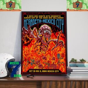4 Days and Nights With Megadeth During Day Of The Dead And Halloween Megadeth In Mexico City Oct 31st-Nov 3rd 2024 Home Decor Poster Canvas