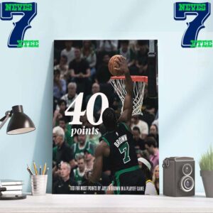 Boston Celtics Jaylen Brown 40 Points Tied For Most Points By Jaylen Brown In A Playoff Game Home Decor Poster Canvas