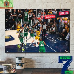 Boston Celtics Jaylen Brown Block Andrew Nembhard Indiana Pacers In Game 4 Of The Eastern Conference Finals 2024 NBA Playoffs Home Decor Poster Canvas