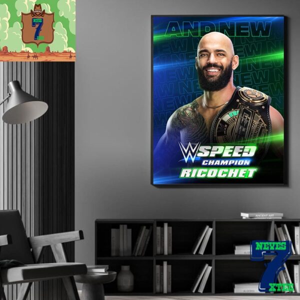 Congratulations To Ricochet Is The First-Ever WWE Speed Champion Home Decor Poster Canvas