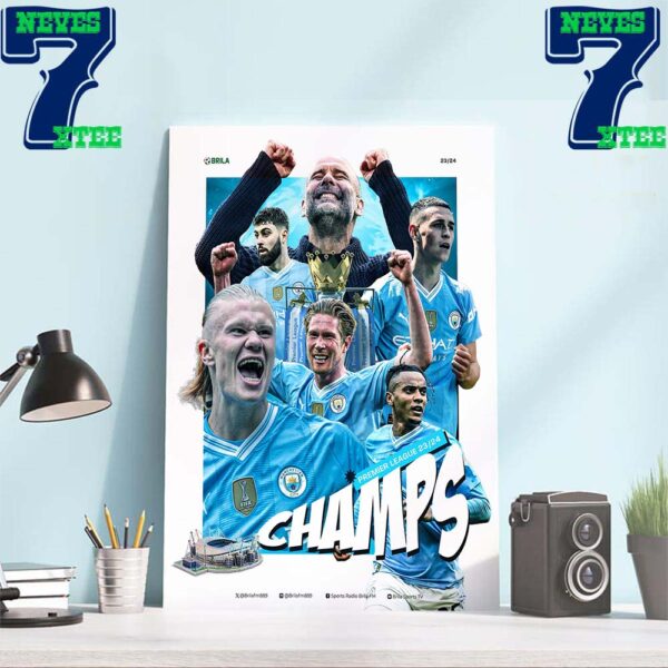 Congratulations To The Cityzens And Manchester City Are The 2023-2024 England Premier League Champions Home Decor Wall Art Poster Canvas