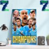 Four Years In A Row Champions Of Premier League Is Manchester City Home Decor Wall Art Poster Canvas