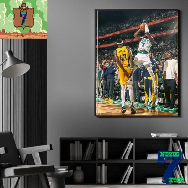 Jaylen Brown Game-Tying Shot To Force OT At Game 1 Boston Celtics Vs Indiana Pacers For Eastern Conference Finals 2023-2024 NBA Playoffs Home Decor Poster Canvas