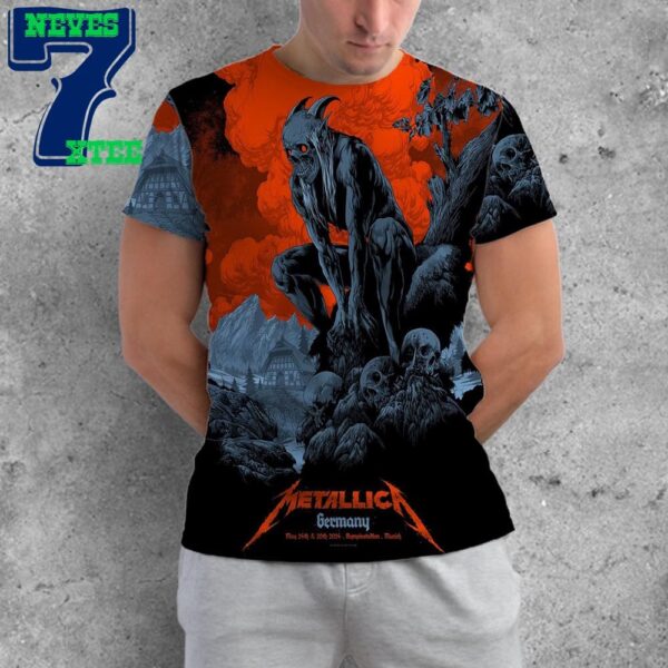 Metallica World Tour M72 Munich at Olympiastadion Munich Germany May 24th And 26th 2024 Merchandise All Over Print Shirt