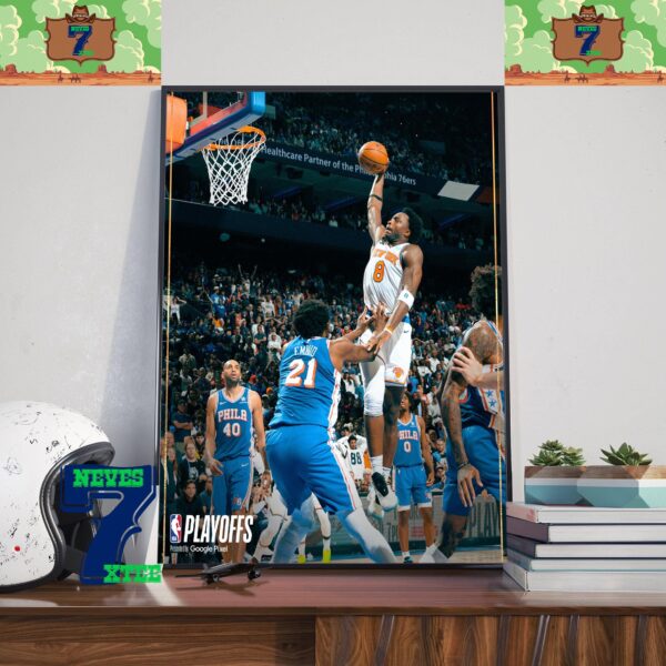 OG Anunoby Poster Dunk On Joel Embiid Help New York Knicks Advance To The Eastern Conference Semifinals 2024 NBA Playoffs Wall Decor Poster Canvas