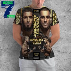 Official Poster UFC 302 Islam Makhachev Vs Dustin Poirier And Sean Strickland Vs Paulo Costa June 1st 2024 All Over Print Shirt