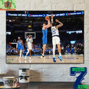 Oklahoma City Thunder Chet Holmgren Hits A Buzzer Beater Over PJ Washington Jr At The First Quater Of Game 2 Western Semifinals 2024 NBA Playoffs Home Decor Poster Canvas