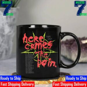 Slipknot Here Comes The Pain 25th Anniversary With 9-Point Star Graphic And Tour Cities And Dates Listed Ceramic Mug