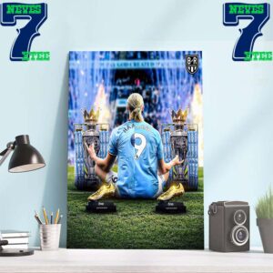 Two Seasons Two Premier League Titles Two Golden Boots Winner Is Erling Haaland Home Decor Wall Art Poster Canvas