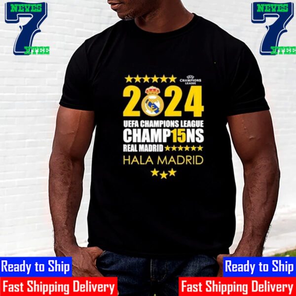 2024 UEFA Champions League Champ15ns Real Madrid Hala Madrid Merchandise Shirt