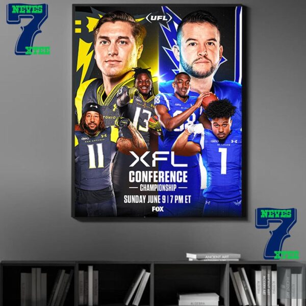 2024 Xfl Conference Championship Is Set For St Louis Battlehawks Vs San Antonio Brahmas Home Decor Poster Canvas