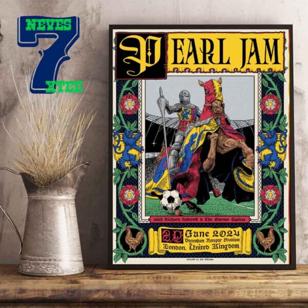 Pearl Jam Tonight At London Tottenham Hotspur Stadium 2024 Home Decor Poster Canvas