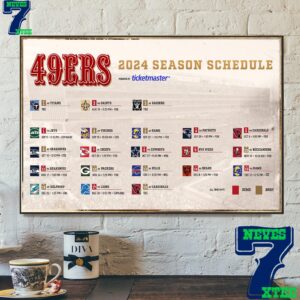 San Francisco 49ers 2024 NFL Season Schedule Official Poster Home Decor Poster Canvas
