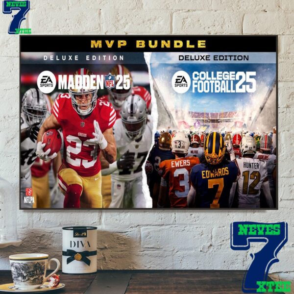 The MVP Bundle Both EA Sports Madden NFL 25 And EA Sports College Football 25 Deluxe Edition Home Decor Poster Canvas