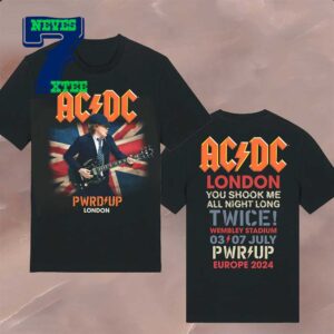 ACDC 2024 London At Wembley Stadium Power Up Tour Power Up London Power Up Euro 2024 Union Jack Two Sided T-Shirt