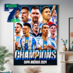 Argentina Are Champions 2024 Copa America Win Second Copa America In Row Home Decor Poster Canvas