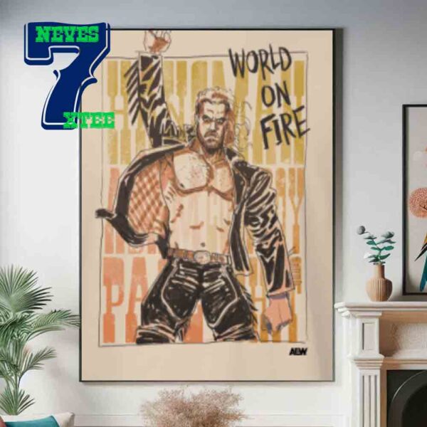 Hangman Adam Page World On Fire All Elite Wrestling AEW Home Decor Poster Canvas