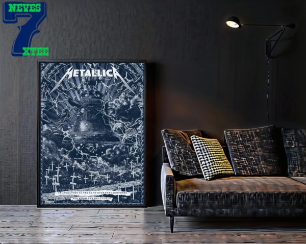 Metallica Celebrating The 40th Anniversary Ride The Lightning For Whom The Bell Tolls By Chris Allisto Home Decor Poster Canvas