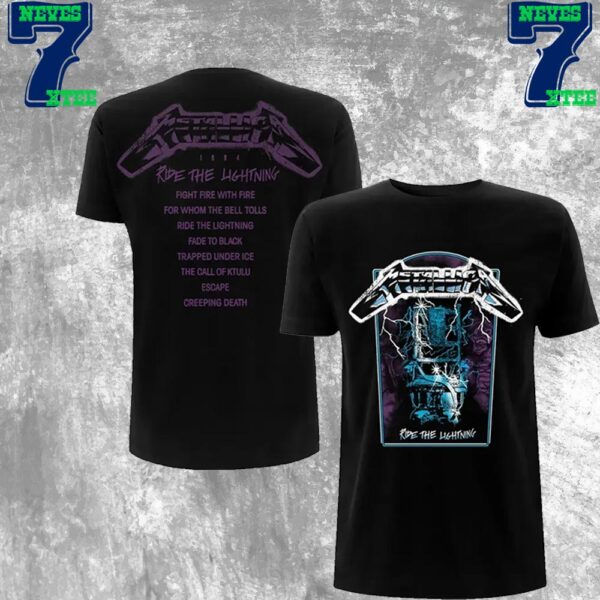 Metallica Ride The Lightning RTL Vintage Tracks Two Sided Unisex T-Shirt