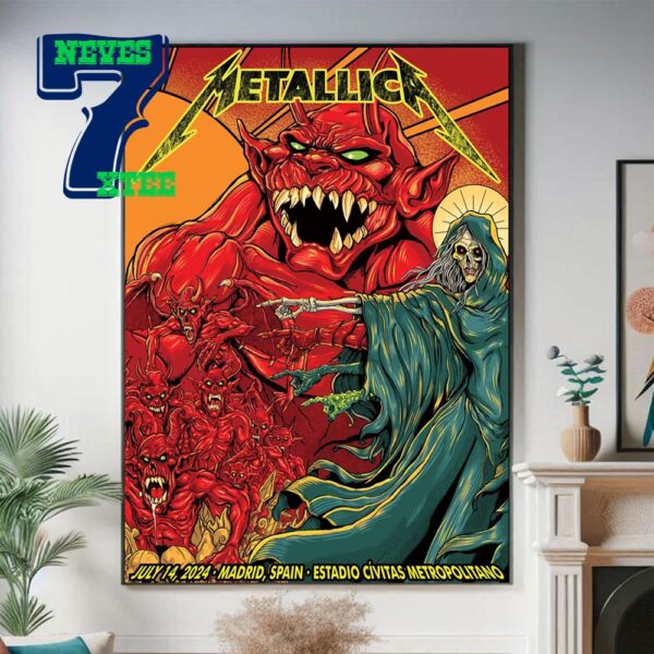 Official Metallica Tonight In Madrid Spain 2024 M72 World Tour On July 14th M72 Madrid Estadio Civitas Metropolitano Home Decor Poster Canvas