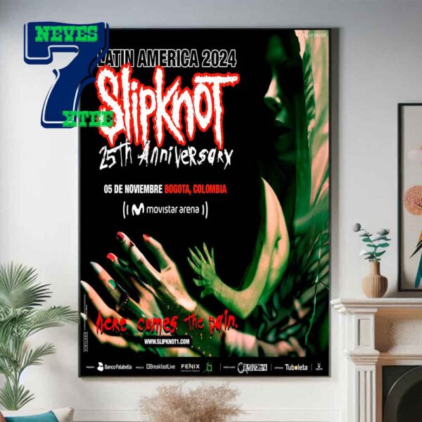 Slipknot 25th Anniversary At Bogota Colombia 2024 Latin America Movistar Arena Home Decor Poster Canvas