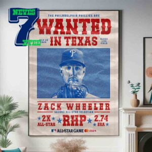 Zack Wheeler Philadelphia Phillies 2024 Second MLB All Star Selection All Star Game Home Decor Poster Canvas