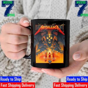 Metallica Exclusive Pop-Up Shop Poster The Fire And Skull For M72 World Tour M72 North American Tour 2024 M72 Minneapolis At US Bank Stadium Minneapolis MN US August 16th And 18th 2024 Coffee Mug